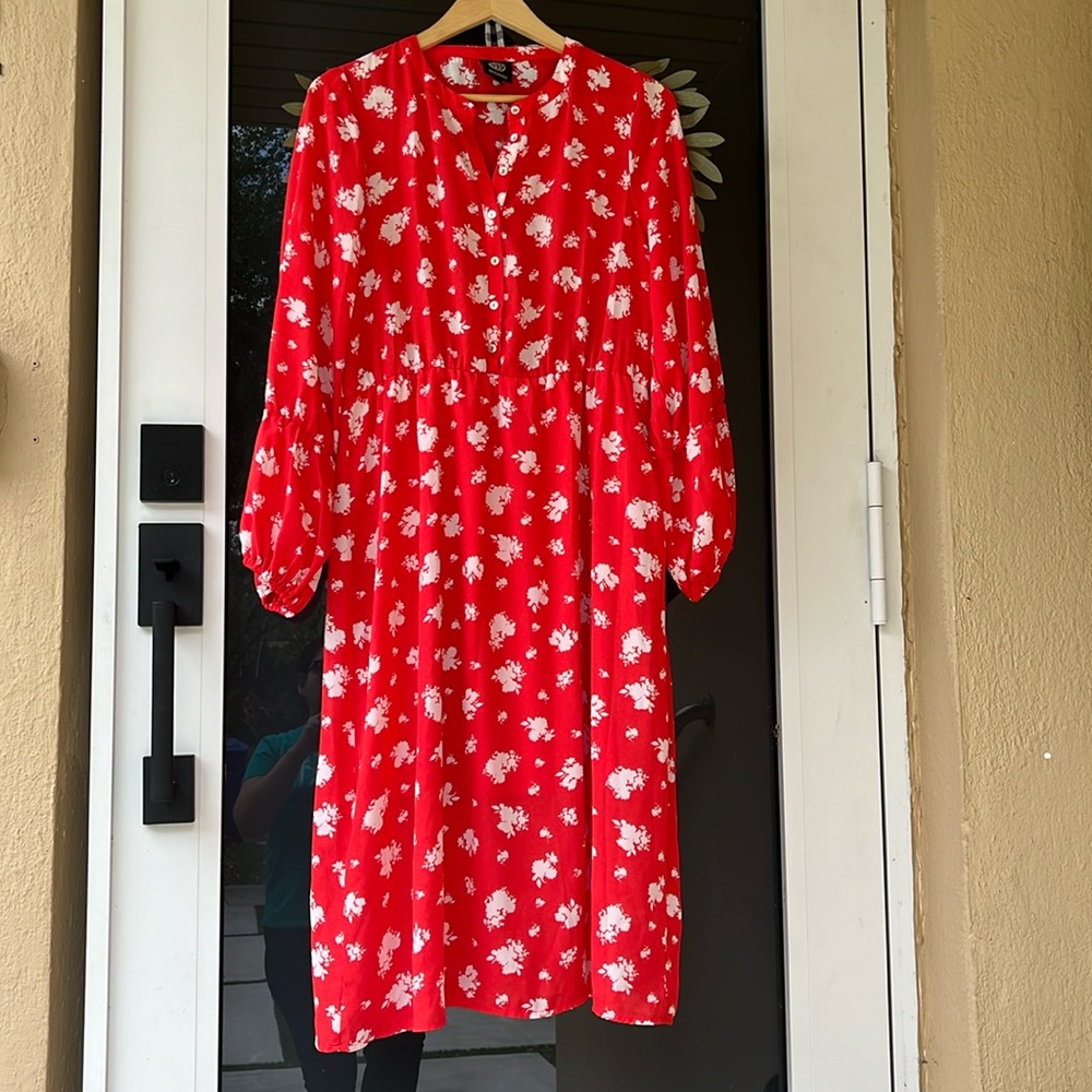 Bobeau orange midi dress.
